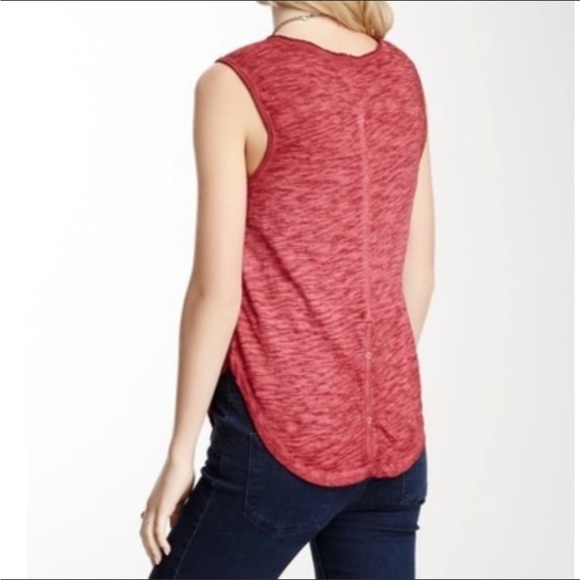 Free People Shirt Womens XS Red Tank Top Not So Sweet Victorian Lace Burnout Tee - Picture 2 of 10